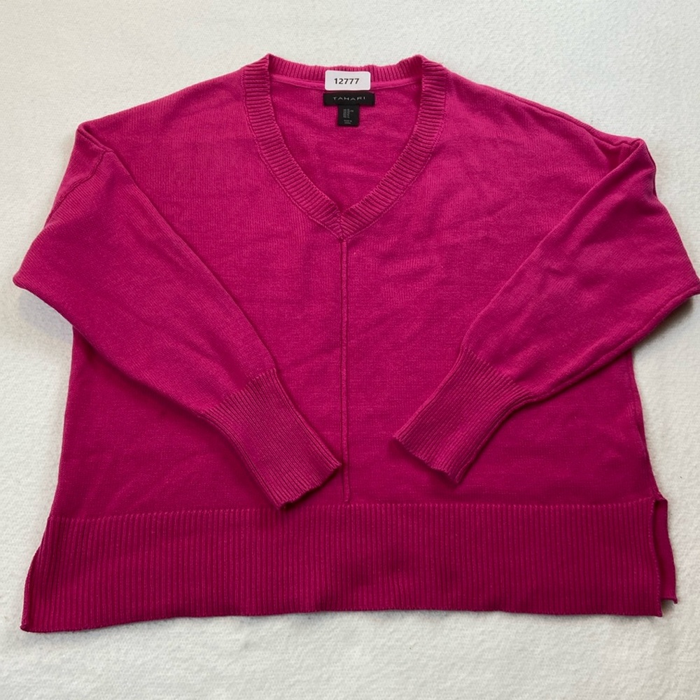 Pink V-Neck Sweater By Tahari Size XL